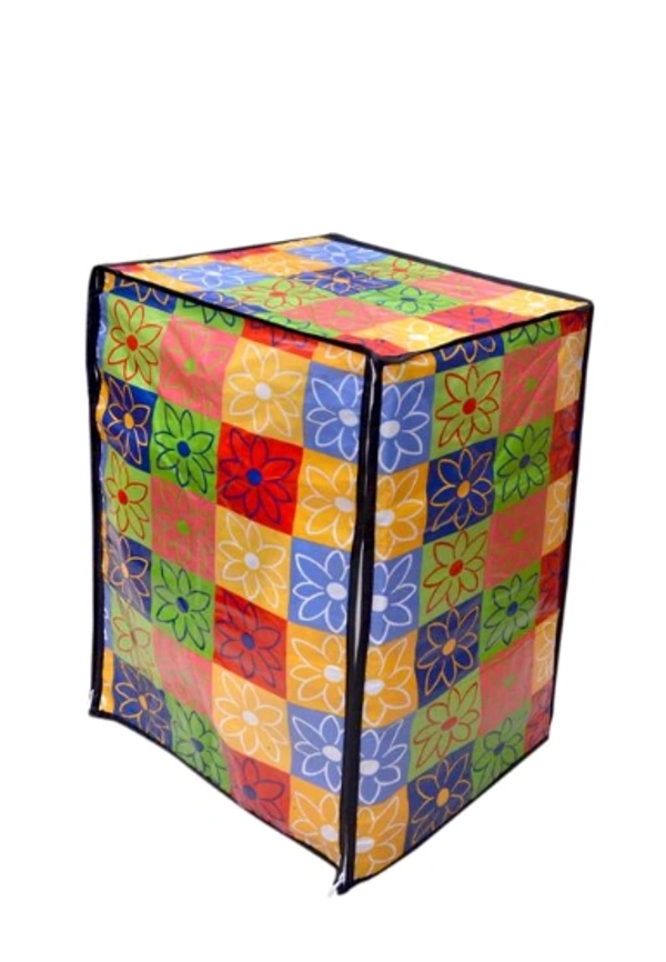 PVC Printed Font loading  Machine Covers Dimensions (25"*23.5"*33") and Capacity (320) Liters - 320 Liter, Multicolor, PVC, Pack of 1